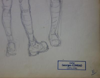 Georges CONRAD : Etude des soldats, Dessin original, signé 2