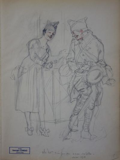 Georges CONRAD : Rencontre charnelle, Dessin original, signé 2