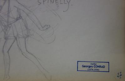 Georges CONRAD : Dessin d’une petite fille, Dessin original, signé 2