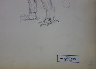 Georges CONRAD: Monsieur le Coq, Original drawing, signed 2