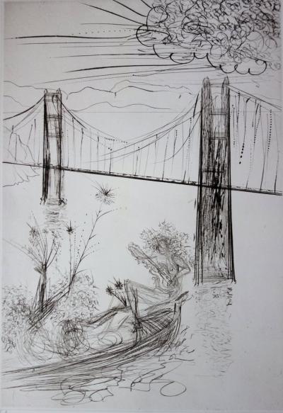 Salvador Dali : San Francisco : Golden Gate Bridge - Gravure originale signée 2