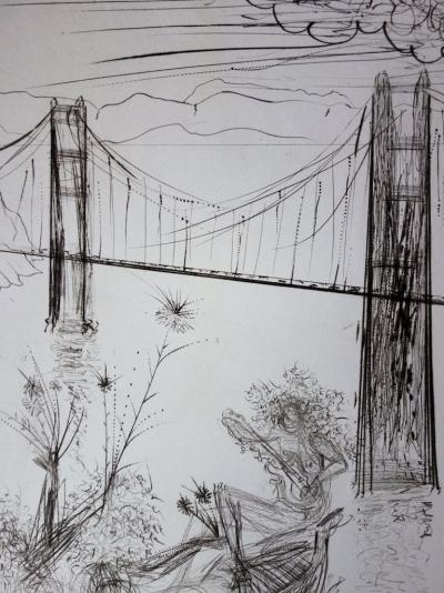 Salvador Dali : San Francisco : Golden Gate Bridge - Gravure originale signée 2