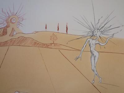 Salvador Dalí : Paysage avec figures-soleil - Gravure originale signée 2
