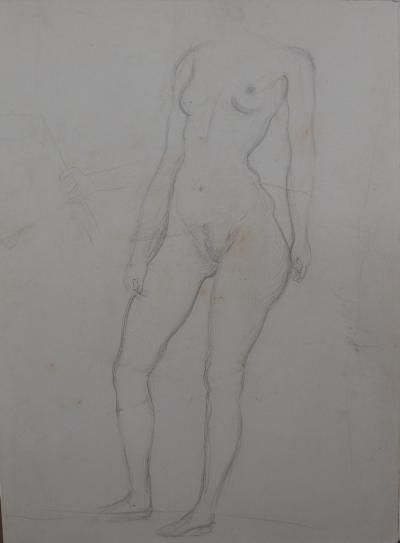 Salvador DALI - Modelo desnudo de pie - Dibujo original de la colección Paul Eluard 2