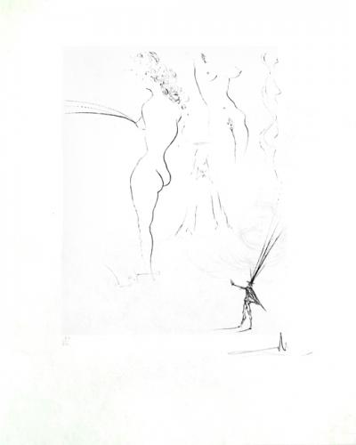 Salvador Dali Femmes surréalistes ou Fontaine fantastique  1974 gravure signée et  justifiee au crayon 2