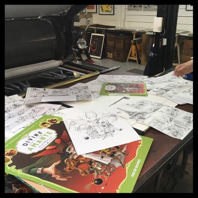 Arnaud POITEVIN - Félix, Eustache et Evariste à l’atelier, 2017 - Lithographie signée au crayon 2