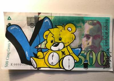 Shadee K - Yellow Kevinours, 2017 - Dessin sur billet 2