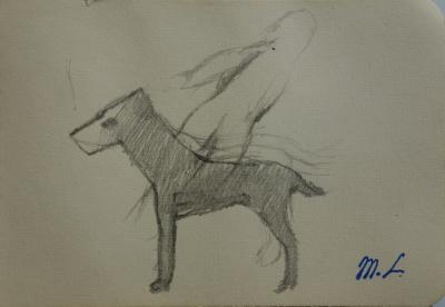 Marie LAURENCIN : Jeune chien, dessin original signé 2