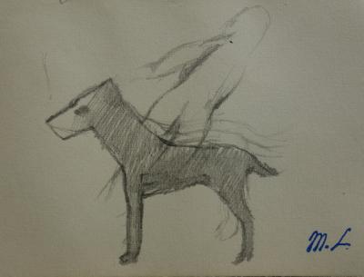 Marie LAURENCIN : Jeune chien, dessin original signé 2