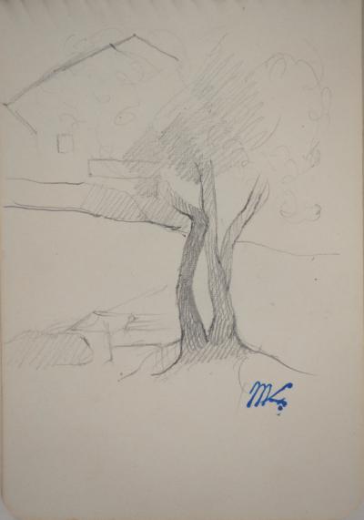 Marie LAURENCIN : Arbre dans un paysage, dessin original signé 2