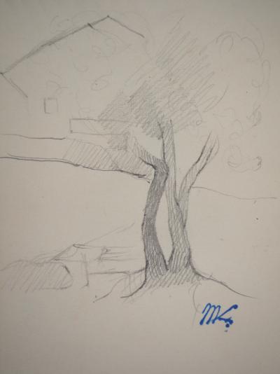 Marie LAURENCIN : Arbre dans un paysage, dessin original signé 2