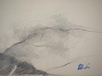 Marie LAURENCIN : Paysage, dessin original signé 2