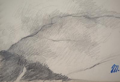 Marie LAURENCIN : Paysage, dessin original signé 2