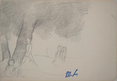 Marie LAURENCIN: Passeggiata estiva, disegno originale firmato