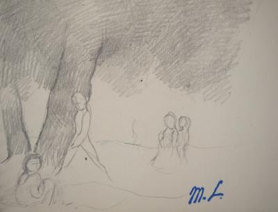 Marie LAURENCIN : Promenade estivale, dessin original signé 2