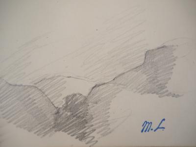 Marie LAURENCIN : Paysage vallonné, dessin original signé 2