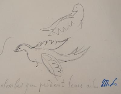 Marie LAURENCIN : Deux colombes, dessin original signé 2