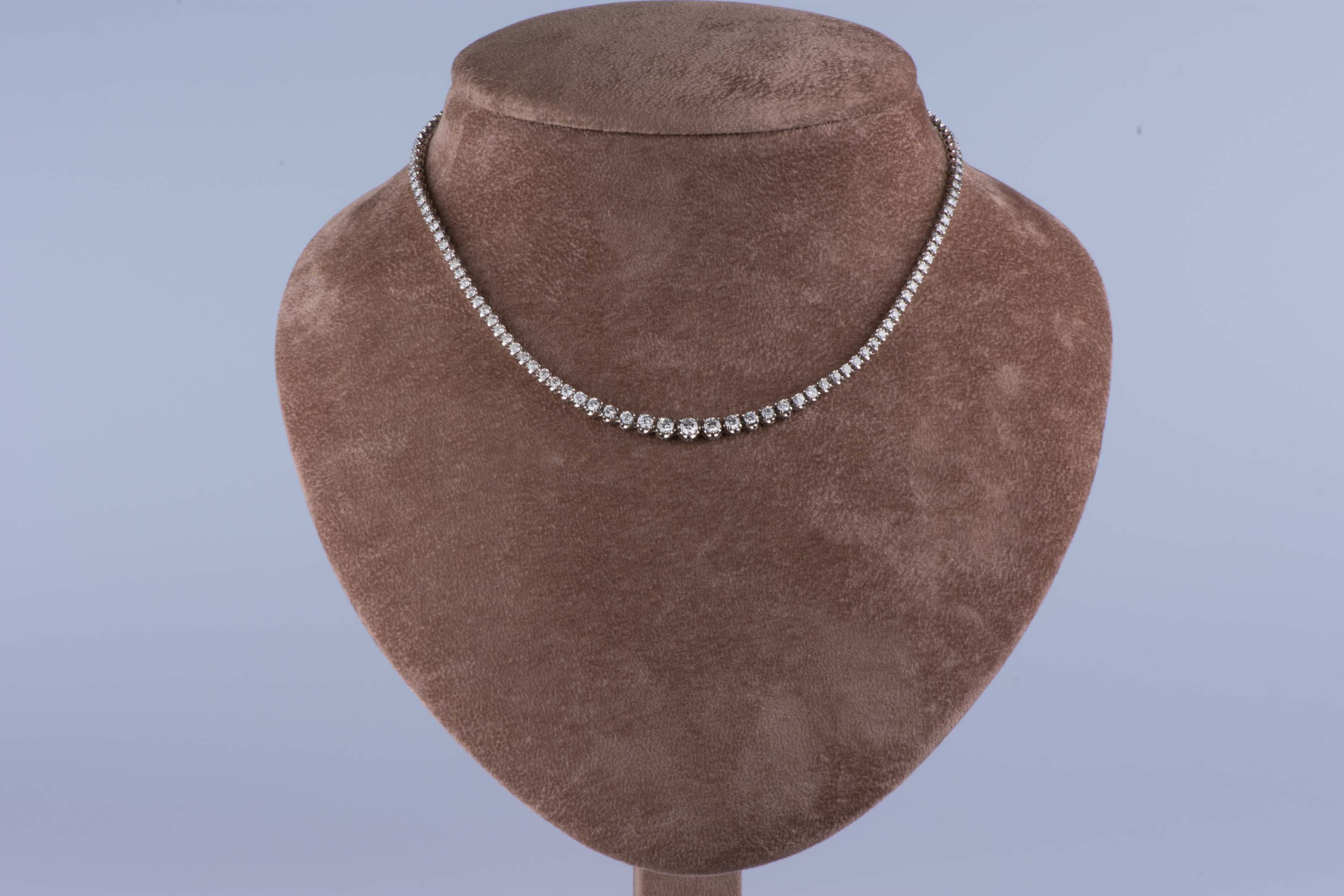 Collier ancien rivière de diamants en or jaune 18k