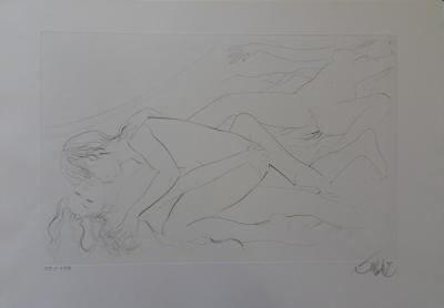 Jean-Baptiste VALADIE : Les amants épuisés - Gravure originale signée au crayon 2