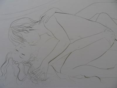 Jean-Baptiste VALADIE : Les amants épuisés - Gravure originale signée au crayon 2