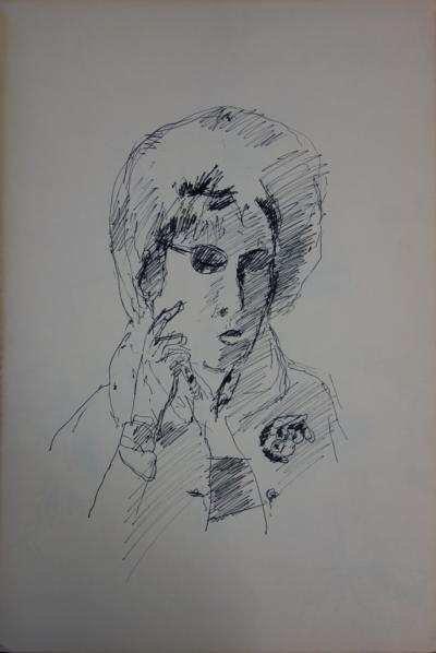 Jules CAVAILLES : Portrait de femme - Grand dessin original 2