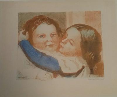 Maurice Denis - Enfants embrassant ou Claire et Paul, 1940 -  Lithographie originale signée au crayon 2
