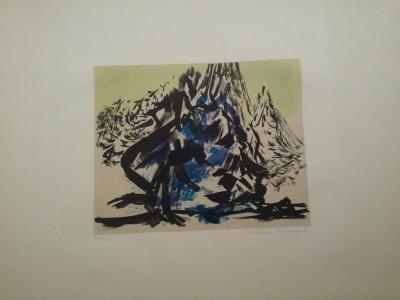 Christine Boumeester  - Paysage de Montage (1967) - Lithographie au crayon signée à la main 2
