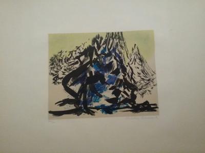 Christine BOUMEESTER - Paysage de Montage, 1967 - Lithographie au crayon signée à la main 2