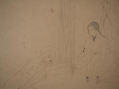 Tsuguharu Léonard FOUJITA : Descente de croix - gravure signée 2