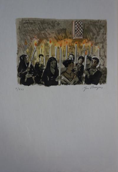 Yves BRAYER : A la lumière des cierges - Lithographie originale signée /30ex 2