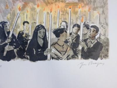 Yves BRAYER : A la lumière des cierges - Lithographie originale signée /30ex 2