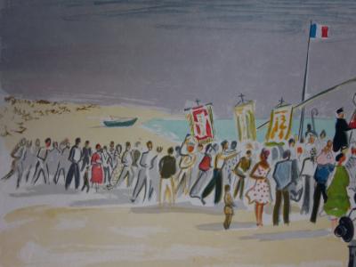 Yves BRAYER : Le Procession  - Lithographie originale signée au crayon 2