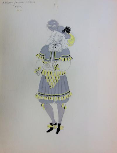 Suzanne LALIQUE  - Costume à la mousquetaire, Dessin original signé 2