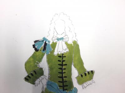 Suzanne LALIQUE - Costume masculin de la cour de Louis XIII, Dessin original signé 2