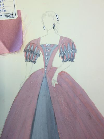 Suzanne LALIQUE (1892 -1989) - Costume de bal Dessin original signé 2