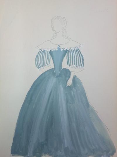 Suzanne LALIQUE - Costume de dame de la cour, Dessin original signé 2