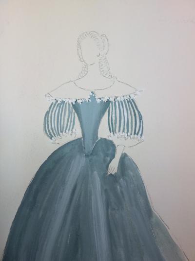 Suzanne LALIQUE - Costume de dame de la cour, Dessin original signé 2