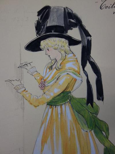 R. CHARBO - Robe féminine de promenade, Dessin original signé 2