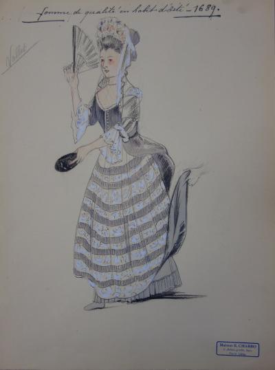 R. CHARBO - Femme de qualité en habit d’Este, Dessin original signé 2