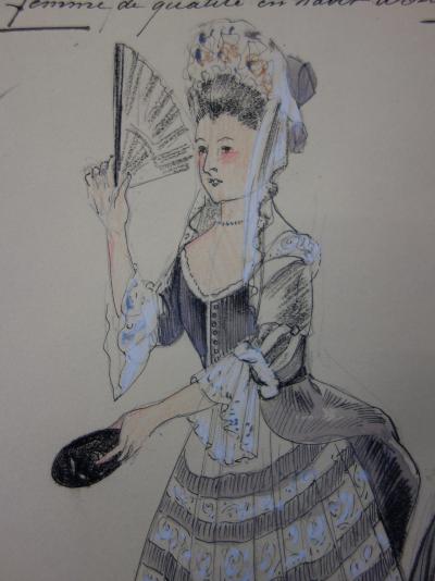 R. CHARBO - Femme de qualité en habit d’Este, Dessin original signé 2