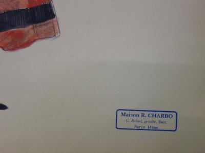 R. CHARBO - Paysanne allant au marché, Dessin original signé 2