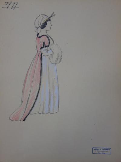 R. CHARBO - Robe de bal de 1799, Dessin original signé 2