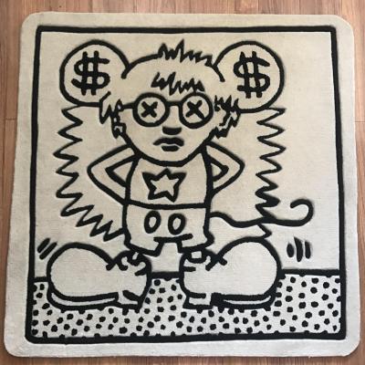 Keith Haring (d’après) Tapis Andy Mouse (Black&White) 2