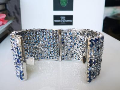 Bracelet jonc saphirs 250 carats et diamants - certificat 2