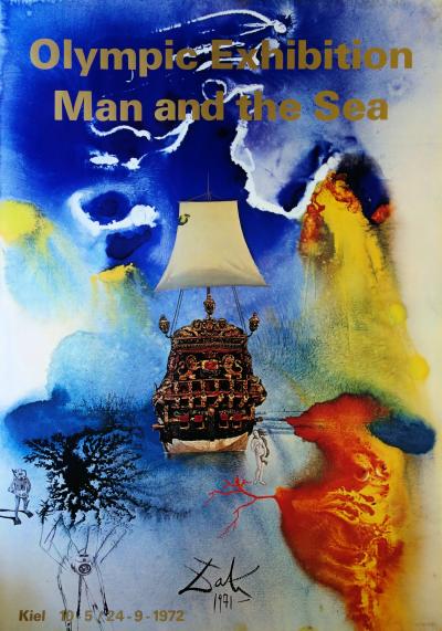 Salvador DALI (d’après) : L’Homme et la Mer, 1972 - Affiche originale d’époque signée 2