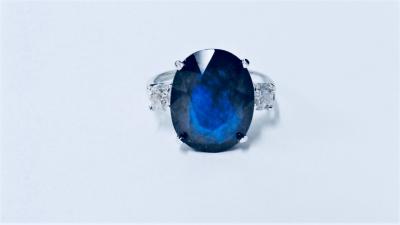 Bague platine trilogie avec sapphire et diamant 2