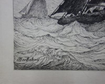 Pierre-Emile BERTHELEMY : Secours en mer - Gravure originale Signée 2