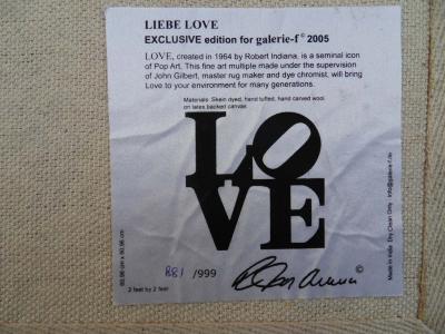 Robert INDIANA (after) - Tappeto Liebe Love in lana cardata a mano 2