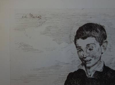 Edouard MANET : Le Gamin au chien - Gravure originale signée 1860 2