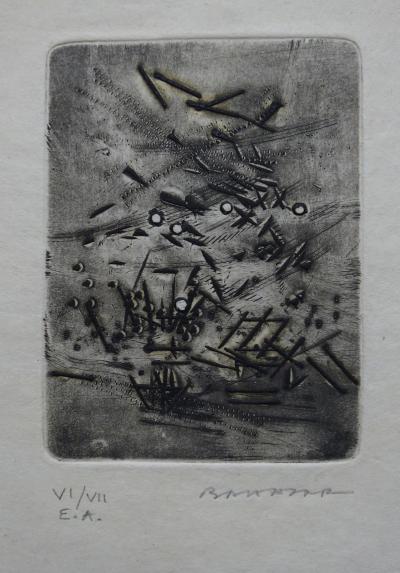 Julius BALTAZAR - Pluie de clous, Gravure originale signée 2